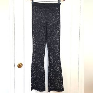 Black Floral Lace Flare Pants